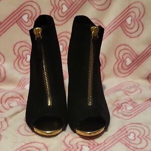Madden Girl Black and Gold Ankle Booties
